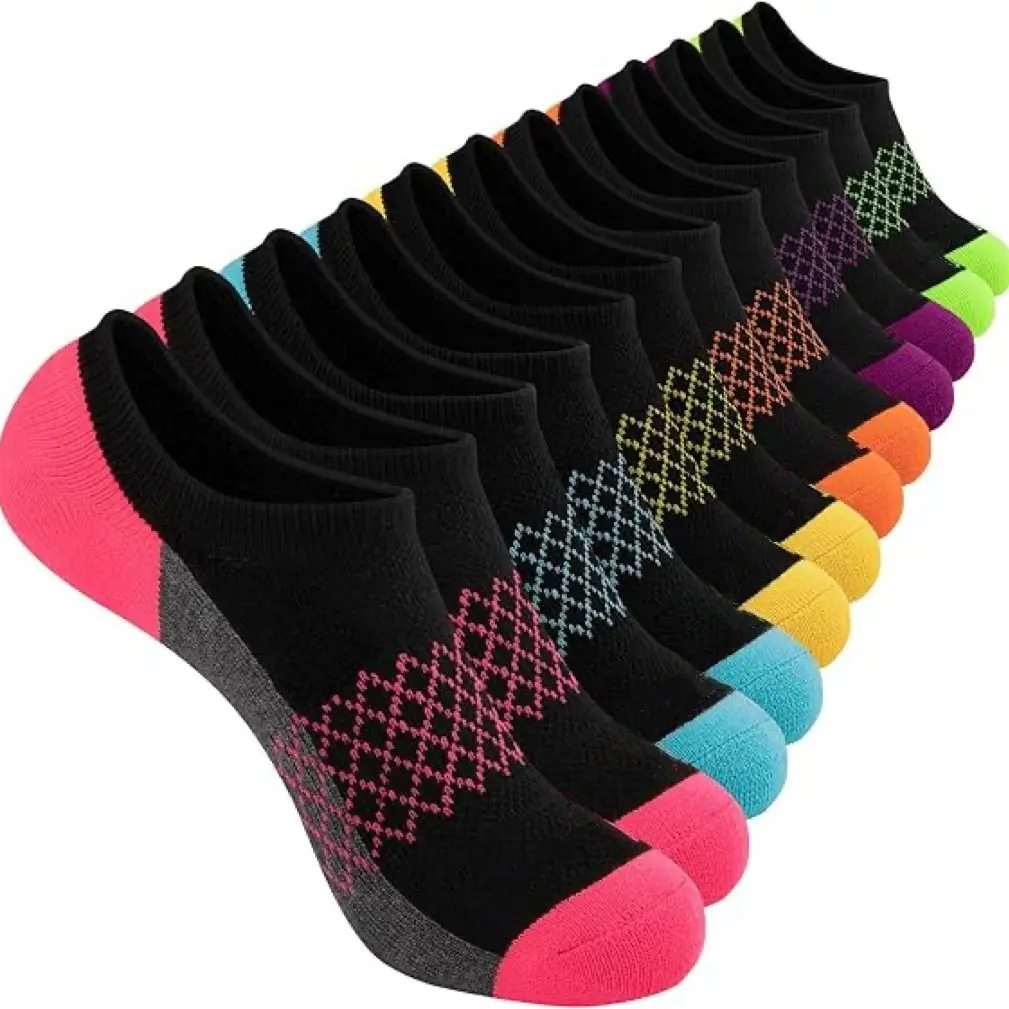 Women's 6-Pair Mix Multicolor Athletic Socks, Breathable Compression Elastic Socks for Outdoor Fitness, Running, Breathable Compression Socks