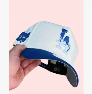 Los Angeles Dodgers White Royal Blue Snapback Hat – Raised LA Embroidery MLB Cap for Men Women, Adjustable Baseball Streetwear, Vintage Hip Hop Fashion, Casual Everyday Urban Style