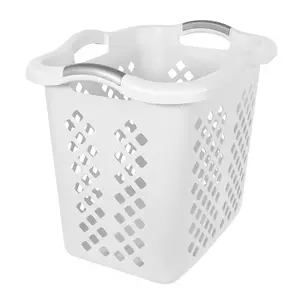 HMS Mfg. Co. 2 Bushel Plastic Laundry Basket Hamper with 4 Handles Breathable Ventilation Durable Versatile for Toys Sports Equipment