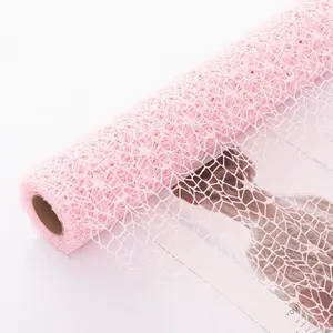 11*108 Inch Delicate Hollow Mesh Wrapping Paper, Korean Style Jacquard Net Fabric for Fresh Flower Bouquet Packaging, Florist Supplies for Valentine's Day, Mother's Day, Wedding, Birthday, DIY Crafts & Table Runner Decor