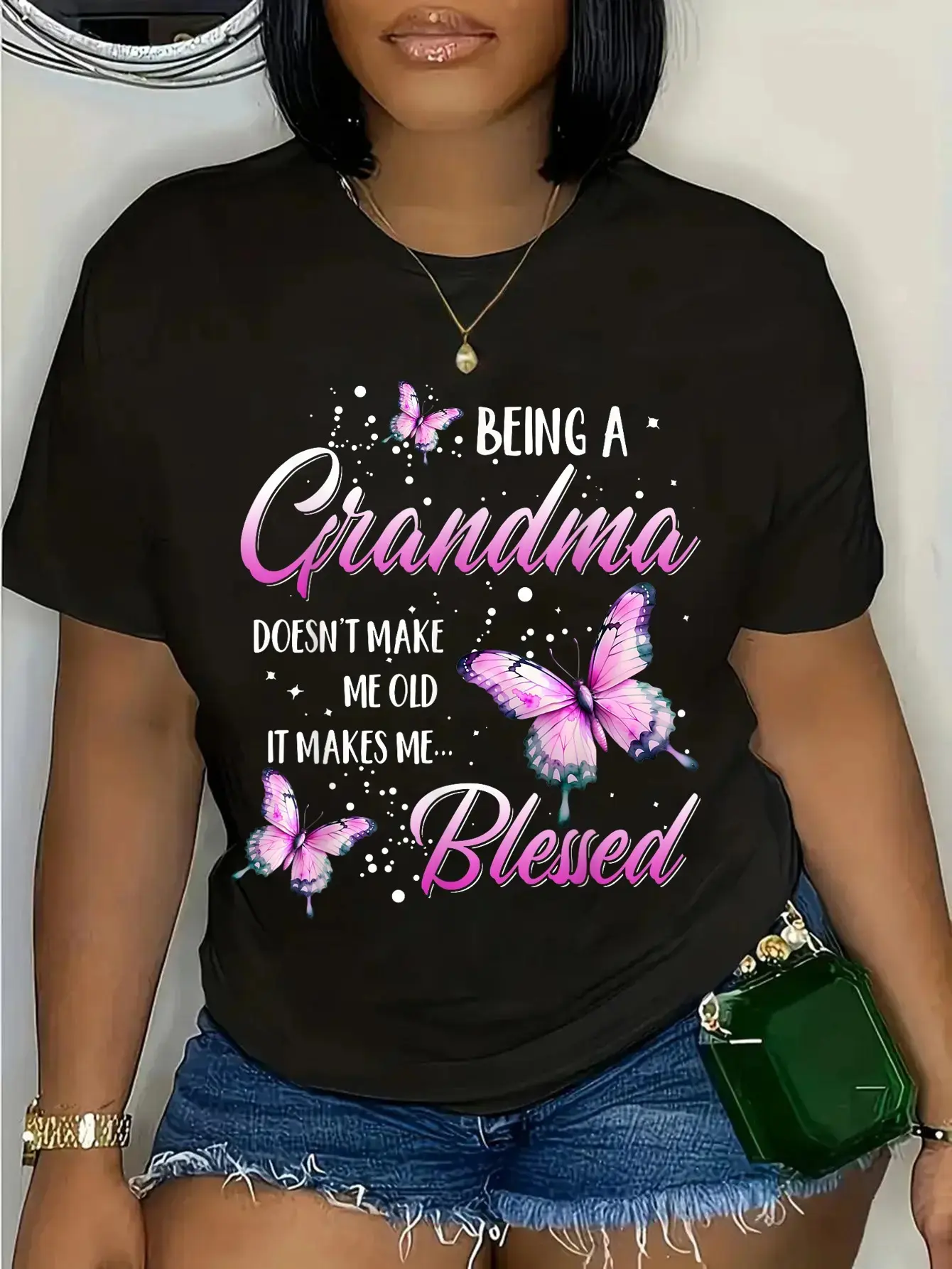 Cotton Being A Grandma Doesn't Make Me Old It Makes Me Blessed T-Shirt