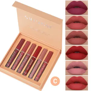 Non-stick Cup Long Lasting Matte Liquid Lipstick, 6 Counts/set Velvet Matt Finish Liquid Lip Gloss, Easy Coloring Lip Stick, Girls & Women Makeup Accessories