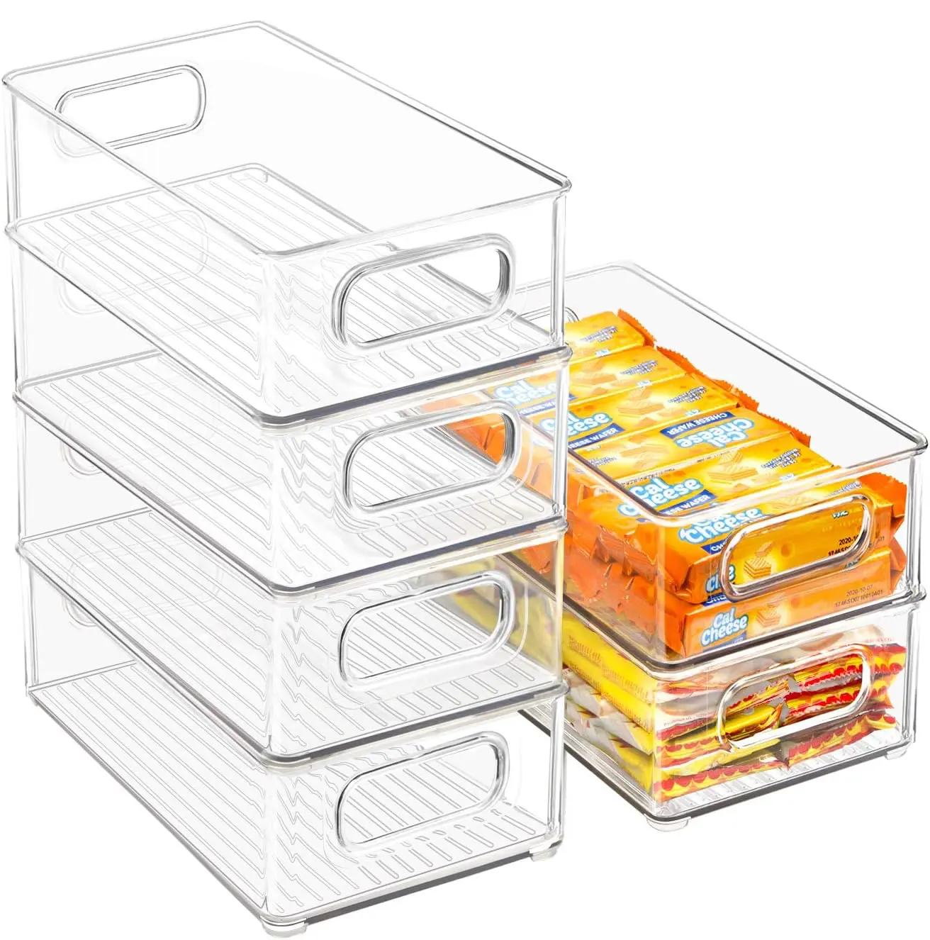 ZHOHO TANT Stackable Durable Plastic Storage Boxes Set - 3pcs (S+M+L) Rectangle Containers with Handles, Kitchen Organizers, Space Saving Organizer for Cabinet, Laundry