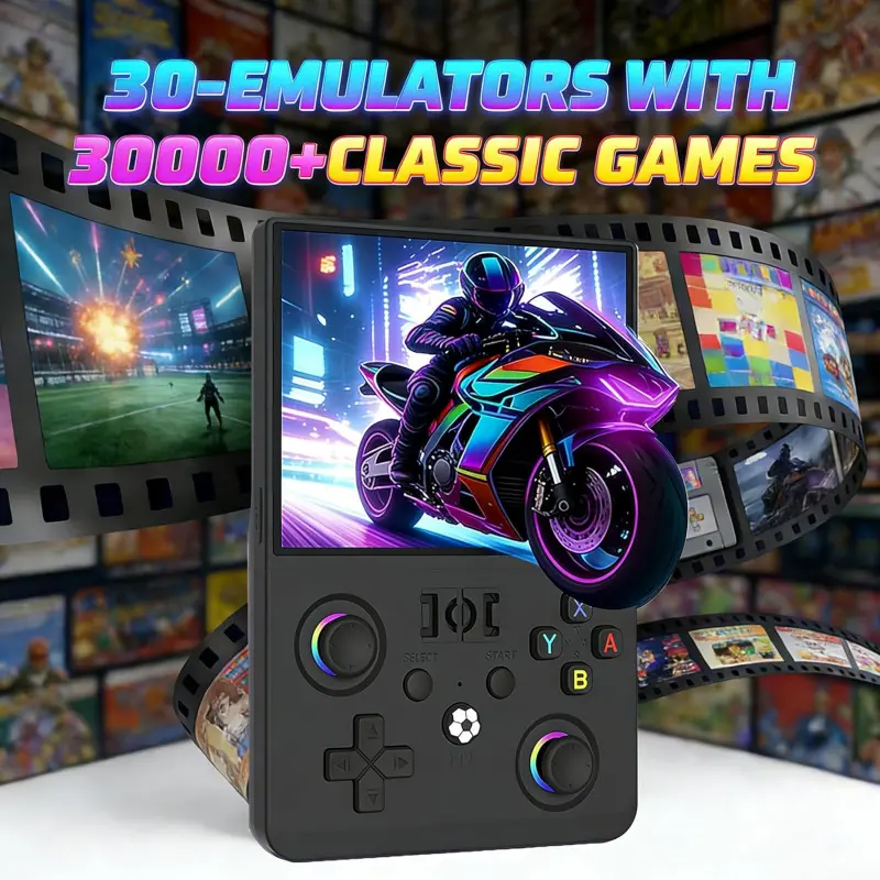R36MAX 2 Retro Handheld Game Console, 4.5 Inch IPS HD Screen Portable Retro Game Console, 1.5GHz CPU Support 30+ Emulator Console Video Game Console, 4000mAh