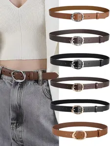 Women's Casual Leather Belt with Buckle/silver Color Buckle, Fashionable Waistband for Jeans Pants Dresses, PU Leather Belts