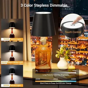 Wireless wine bottle lamp 3 color temperature wine bottle lamp stepless dimming LED wine bottle lamp wireless lamp suitable for bedroom restaurant bar