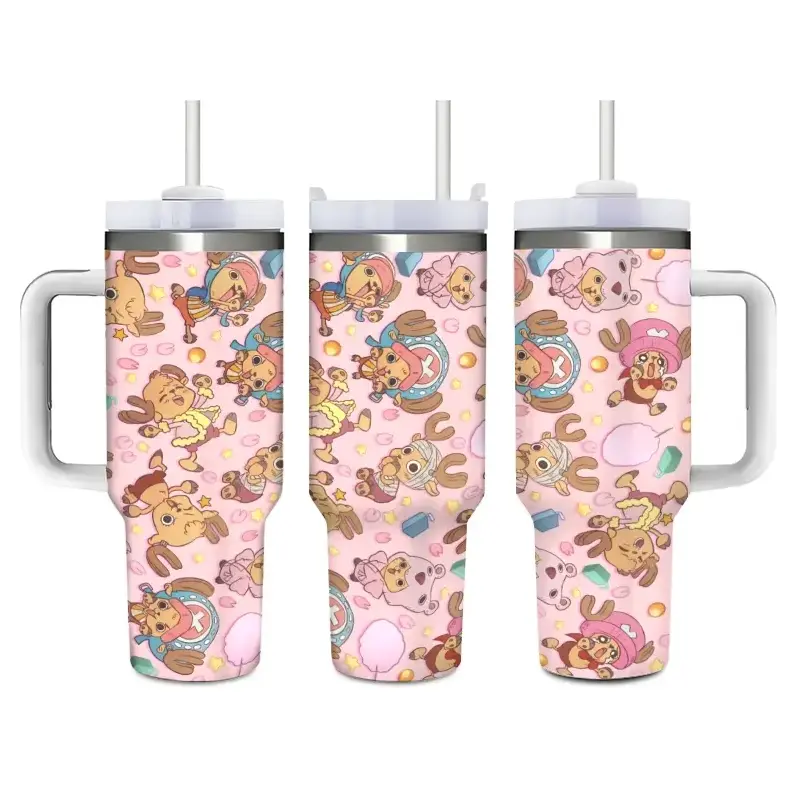 OP Chopper Anime Tumbler With Straw And Handle, OP Anime Cup, Chopper Anime Tumbler, Anime Lover Gift, Travel 40oz Tumbler, Stainless Steel Flask, Drinking Cup for Home Office School, Boyfriend Gift, Anime Merch