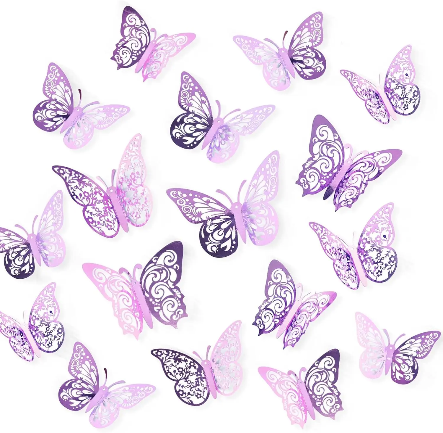72 count Butterfly Decorations, 3 Sizes 3 Styles,  Butterfly Wall Decor, Party Decorations, Birthday Decorations, Butterflies for Crafts, Cake Decorating, Wall Stickers Room Decor, Pale Plum