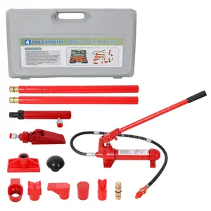 4 Ton Porta Power Kit, Portable Hydraulic Jack with Oil Hose, Auto Body Frame Repair Kit with Storage Case for Car Repair, Truck, Farm