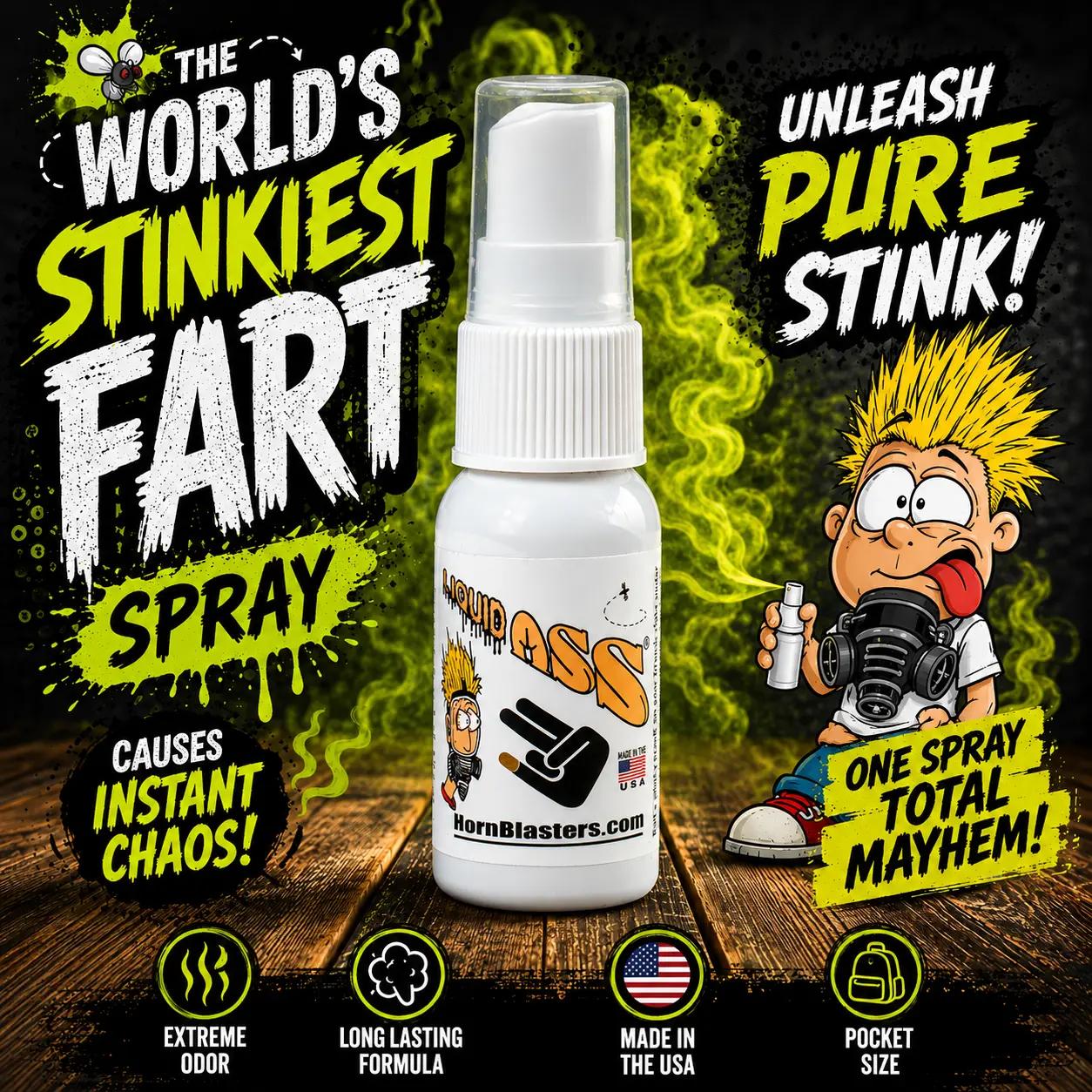Liquid Ass Spray - Authentic Fart Prank Spray with Realistic Odor for Lasting Humor - Non-Staining & Portable - Made in USA