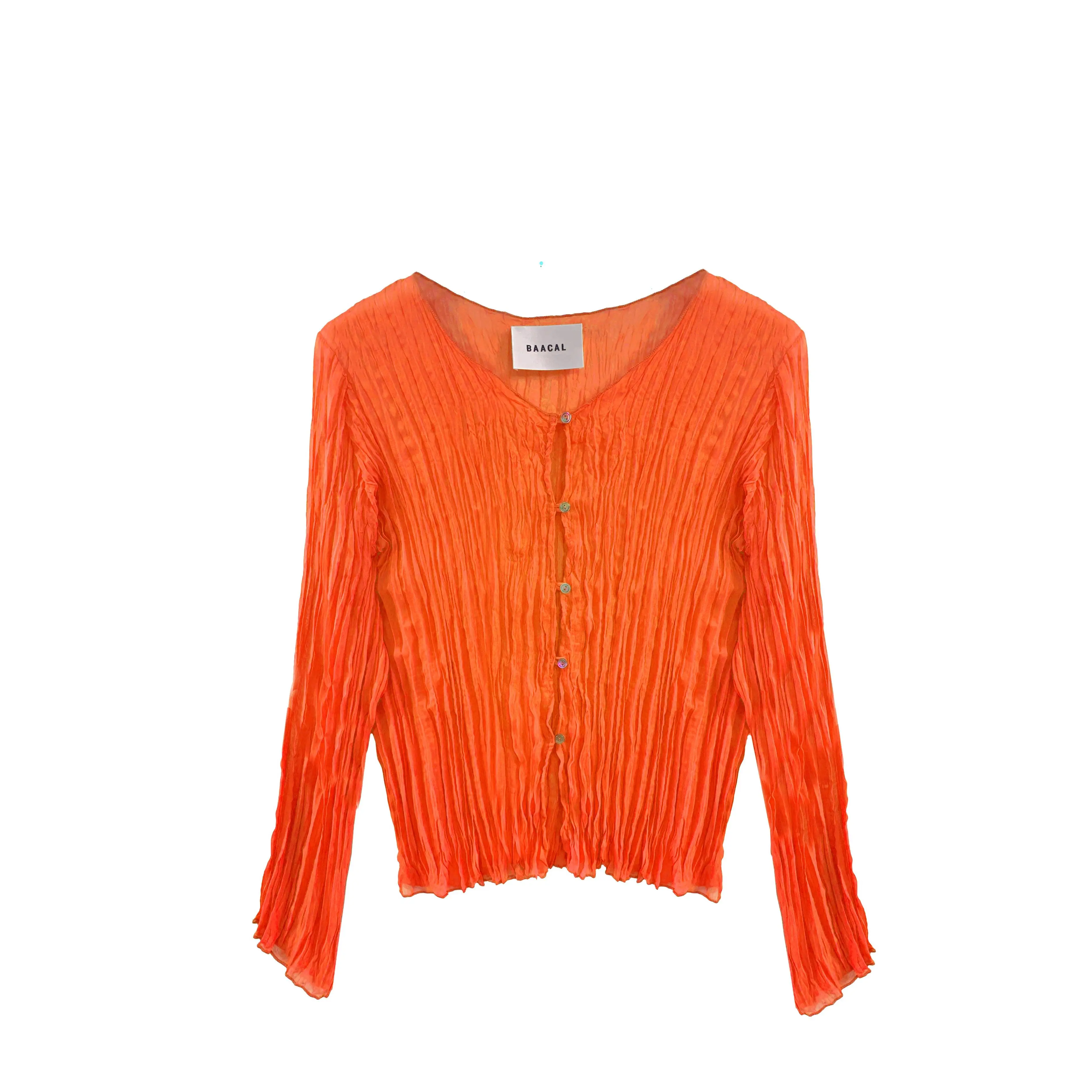 Maya Pleated Cardigan- Orange