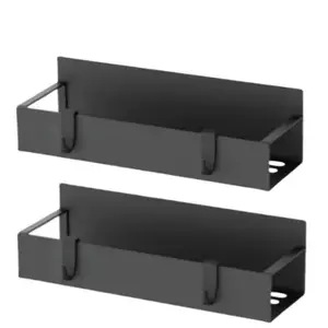 Magnetic Spice Rack for Refrigerator - Strong Magnetized Shelf for Fridge Storage - 2 Pack with 4 Moveable Hooks - Versatile Kitchen Organizer - Space-Saving Fridge Magnet Shelves