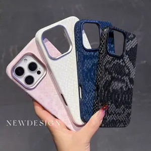 Personalized and fashionable snake patterned phone case suitable for Apple 17 magnetic suction ins wind 16pro15 metal lens high-end and atmospheric 14pm