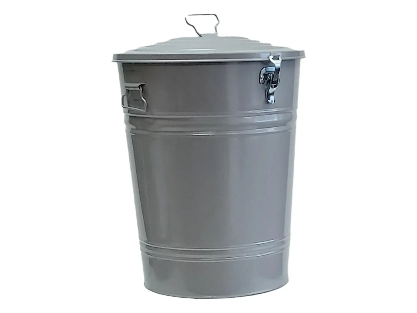 20 gal Light Gray Enamel-Coated Galvanized Metal Storage Box with Lid & Locks - 15x15x22 in, 6 lb, Home Organizer for Kitchen Pantry, Recycling, Galvanized Metal Storage Bins