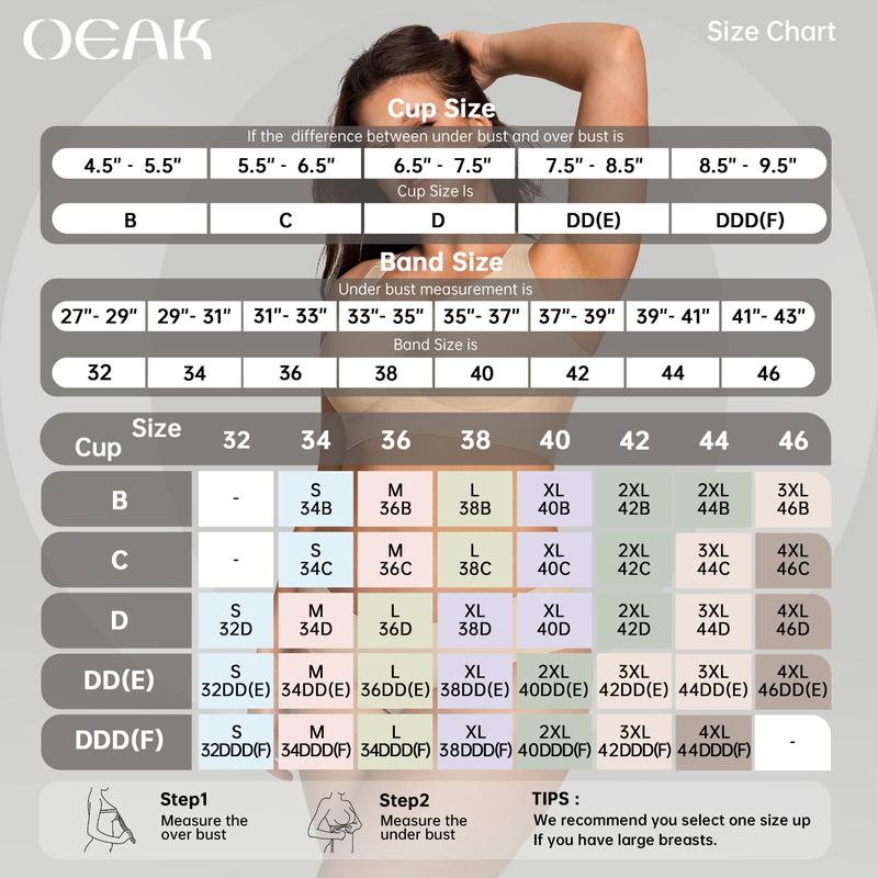 OEAK Women Wirefree Bras for Women Full Coverage No Underwire Everyday Bras Comfortable Wireless Padded Bras