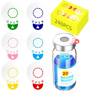 120/240pcs Laboratory Circle Sealing sticker Clean Remove 6-Color Self Adhesive Sealing Labels tag  Lable for 13/20mm Aluminum Plastics Caps, Leak-Proof