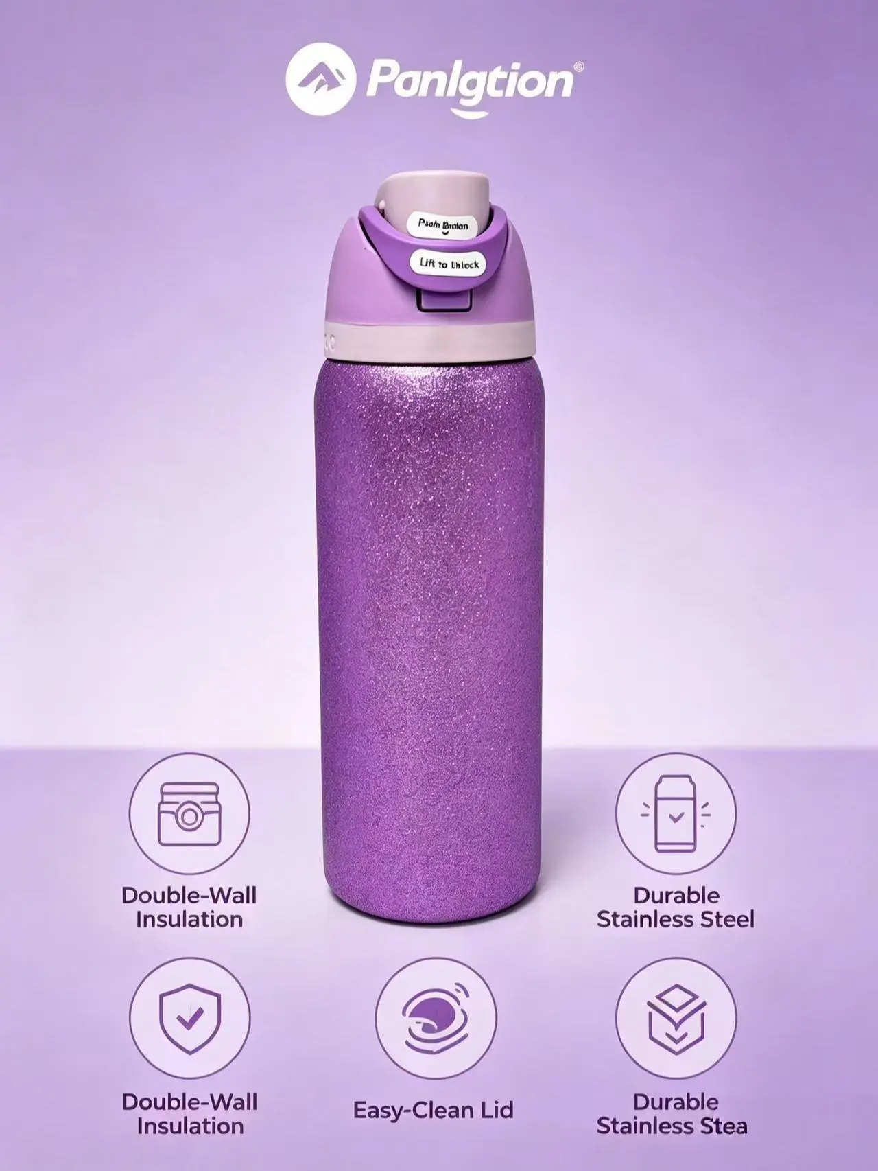 Owala  24oz Purple Glitter Water Bottle with Locking Flip Top - Durable, Spill-Proof, All-Day Hydration#LeakProofBottle #LockingLid #PushButtonLid #DoubleWallInsulated  #BPAFree outdoorfun