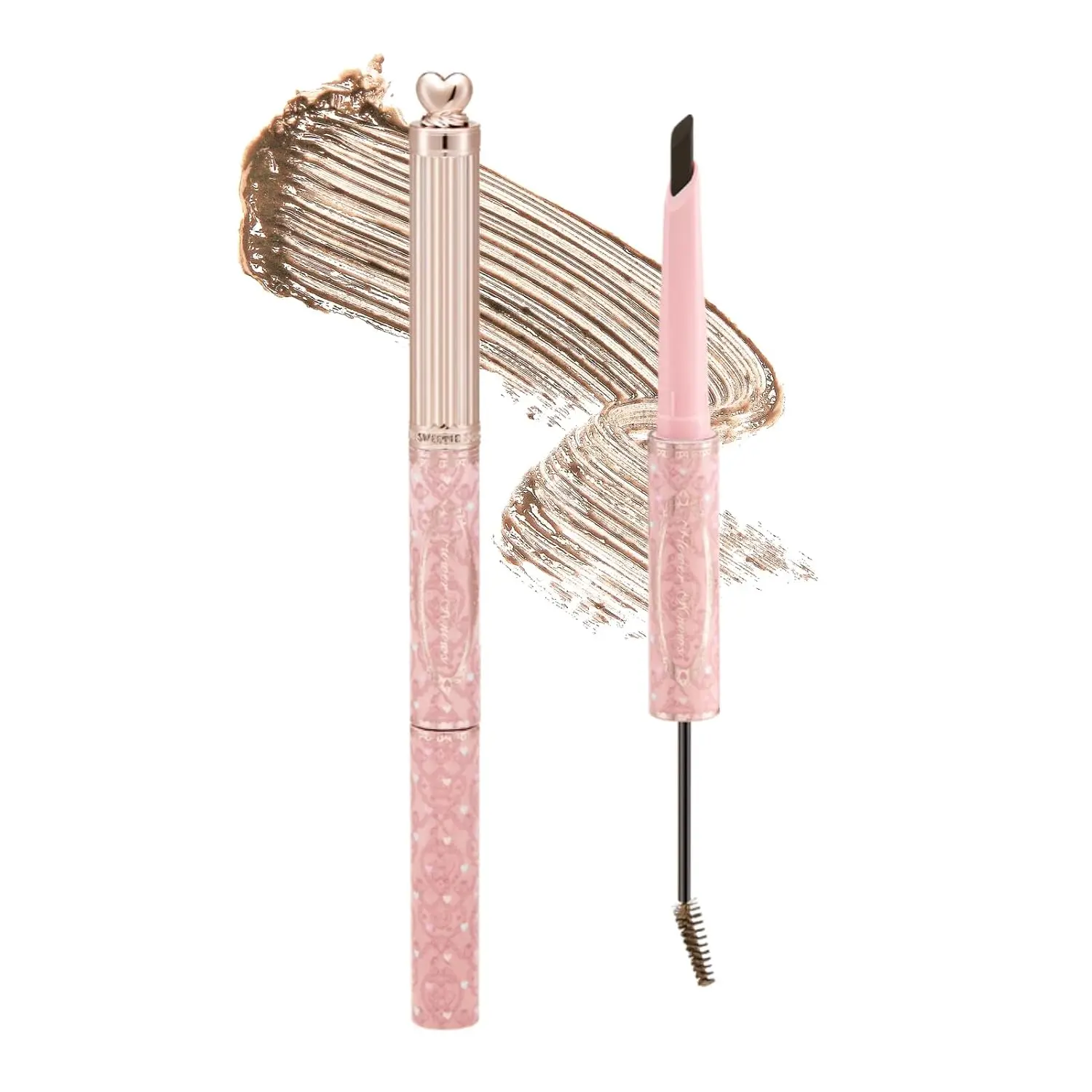 The Sweetie Bear Dual-Ended Brow Gel & Pencil, Natural Brown | Angled Flat-Tip Eyebrow Pencil & Tinted Gel with Spoolie, Smooth Glide, Long-Wearing Color, Vegan (02 Natural Brown)