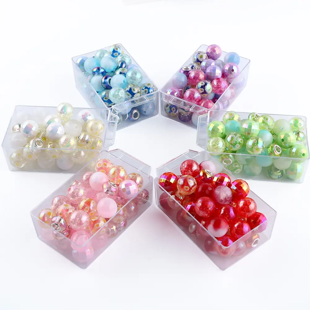 35PCS acrylic double-layer daisy beads, dye beads, lamp beads, transparent acrylic spacer beads, Diy mix beads can be used for DIY ballpoint pens, keychains, bags, pendants Beads For Crafts Bead Assortment Beads Set