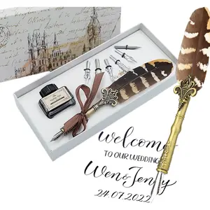 Quill Pen and Ink Set  Pen with Ink and 6 count Nibs Calligraphy Pens for Beginners for Lettering,Drawing, Journaling, Signing, Invitation HO-Q-300