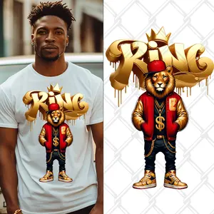 4-Pack, 6-Pack or 8-Pack Gold King Lion Red DTF Heat Transfer DIY for TShirt Business Printing