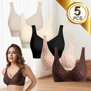Women’s plus-size wireless bra with full cups; push-up design for lift and shaping. Comfortable wear, U-shaped back that smooths curves, widened shoulder straps, second-skin feel against the skin, seamless deep V—ideal for everyday home wear.