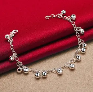 Women's Bracelet, Silver Plating Bells Sounds Bead Chain Bracelet, Elegant Design Bracelet, Perfect For Women, Ideal For Daily Wear Or Special Occasions, Simple And Elegant