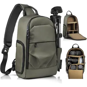 Camera Sling Bag, DSLR/SLR/Mirrorless Camera Backpack Case Shockproof Photography Backpack with Tripod Holder & Removable Modular Inserts Compatible with ///Fuji