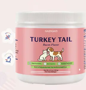 One Pack GAZIGAZI Turkey Tail+ Dog Supplement - Probiotic Food Topper for Immune Support, Gut Health & Lipomas - Natural Allergy Relief - Bacon Flavor - 120 Servings natural pet care pet health for  all  dogs canine  nutrition dog  vitamin