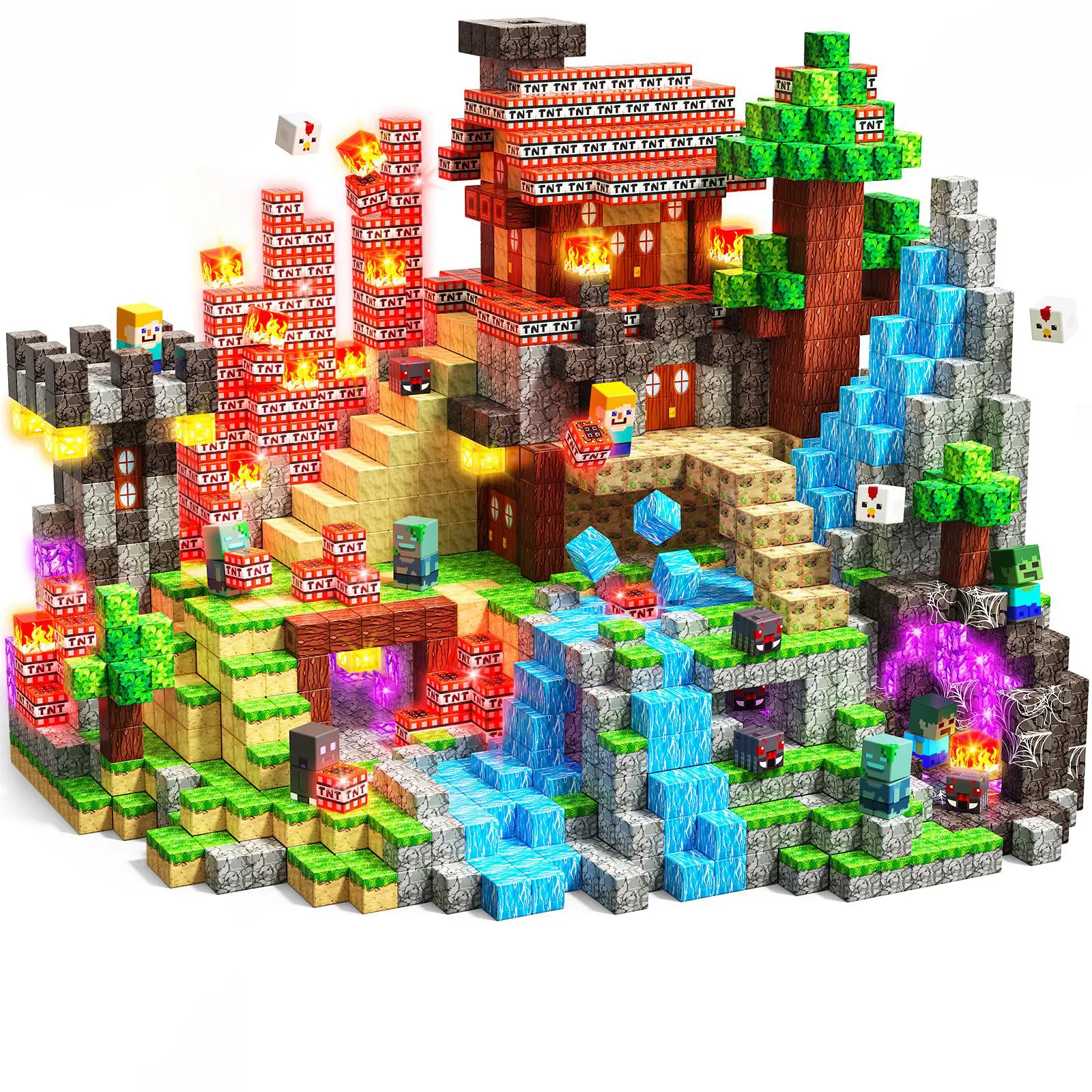 400 PCS Magnetic Blocks with Light Up Blocks - Magnetic Building Blocks, Magnetic Construction Cube Toys, STEM Sensory Learning Toys, Easter Christmas Birthday Gifts for Toddlers Boys and Girls Age 3+ Summervibes,summerwins