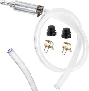 Universal Brake Bleeder Hose Kit with One-Way Check Valve – Anti-Backflow Soft Tube Set for Car, Motorcycle, ATV & Scooter Hydraulic Brake/Clutch System, Includes Screw Caps & Spring Clamps