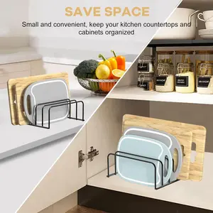 Cutting  Organizer, [2-Pack] Cutting  Holder Rack Baking Cookie Pan Sheets Cooling Small Racks Storage Stand for Kitchen Cabinet Countertop Bakeware Organizer 7.87 x 7.24 x 3.28 in Installation Metal Pot Shelf shoe Freestanding Multifunctional board