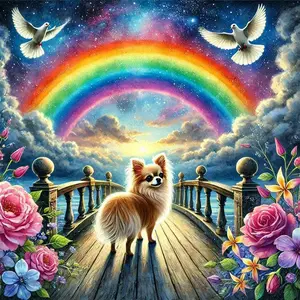 Rainbow Bridge & Dog Pattern DIY Diamond Arts Colorful Painting Kit without Frame, DIY 5D Diamond Arts Colorful Painting Kit, Wall Art Decor for Home