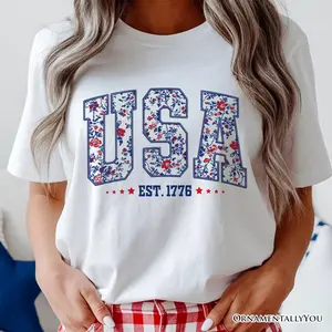 Patriotic USA Floral T-Shirt, 1776 Independence Day Tee