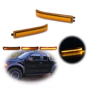 2pcs Sequential LED Amber Lens Side Mirror Lights Signal Lamp For Ford F-150 2009 2010 2011 2012 2013 2014,Replace OEM 9L3Z17E748BA 9L3Z17E749BA, 9L3Z-17E748-AA 9L3Z-173749-AA