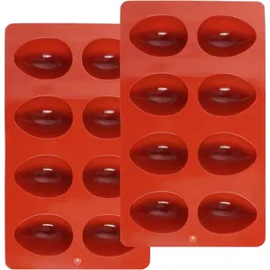 2 Pack  Egg Molds 8 Cavity Easter  Candy Mold  Egg-Shaped  Baking Mold for , Jello, Mini Cakes, DIY Desserts, Candy, Ice, Pudding, Baking (2, Brick Red)