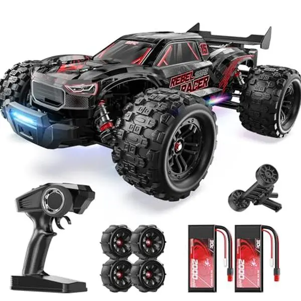 DEERC 1:14 Brushless RC Off-Road Truck for Adults, 46+ mph High-Speed 4WD Waterproof Truggy, 2x3S Lipo Batteries, 7 Lighting Modes, All-Terrain for Snow & Sand