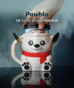 Pawblo – Polar Bear Ice Cream Pint Holder With Secret Snack Drawer (3D Printed)