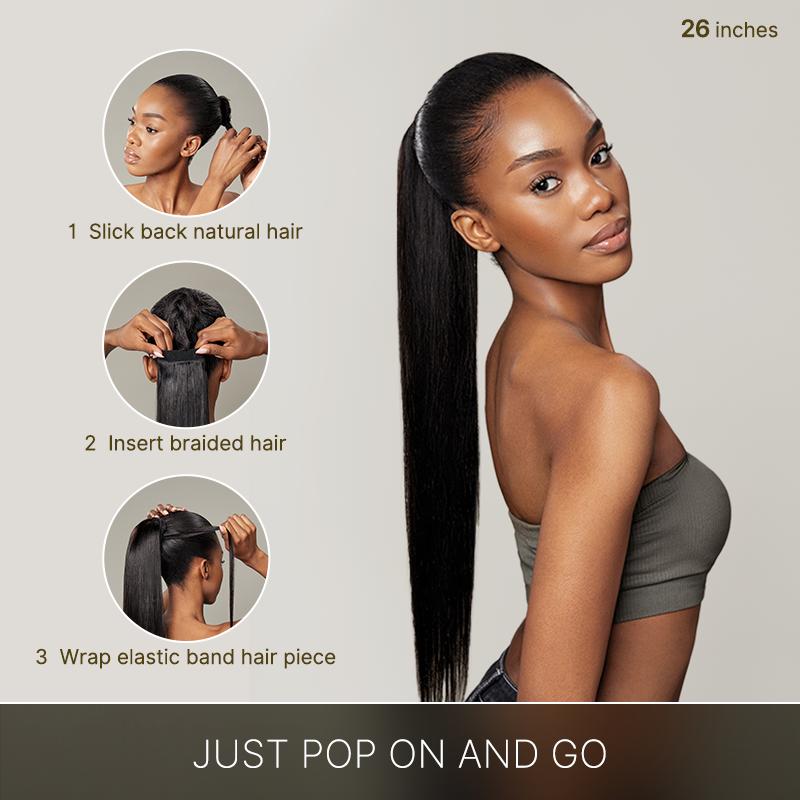 Frodio 100% Human Hair High-Density 10-Sec Ponytail Hairstyle Drawstring Ponytail Hair Extensions Ponytail Black Girls TikTokShopBlackFriday