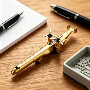 Premier League Fan Shop Creative Airplane & Combat Helicopter Shaped Neutral Pen Set - 0.5mm Fine Point Black Ink, Aviation Fans Desk Decor, Office/Study Accessories, Desktop Gifts