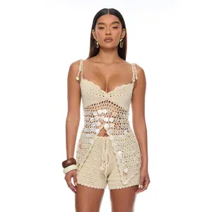 Sea Serenity Shell Crochet Short Set - Sand