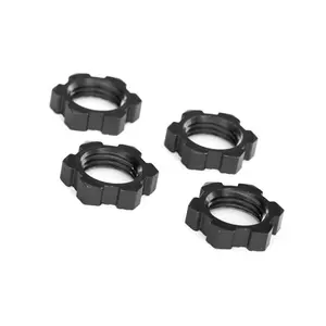Serrated 17 mm Black Aluminum Splined Wheel Nuts (4)