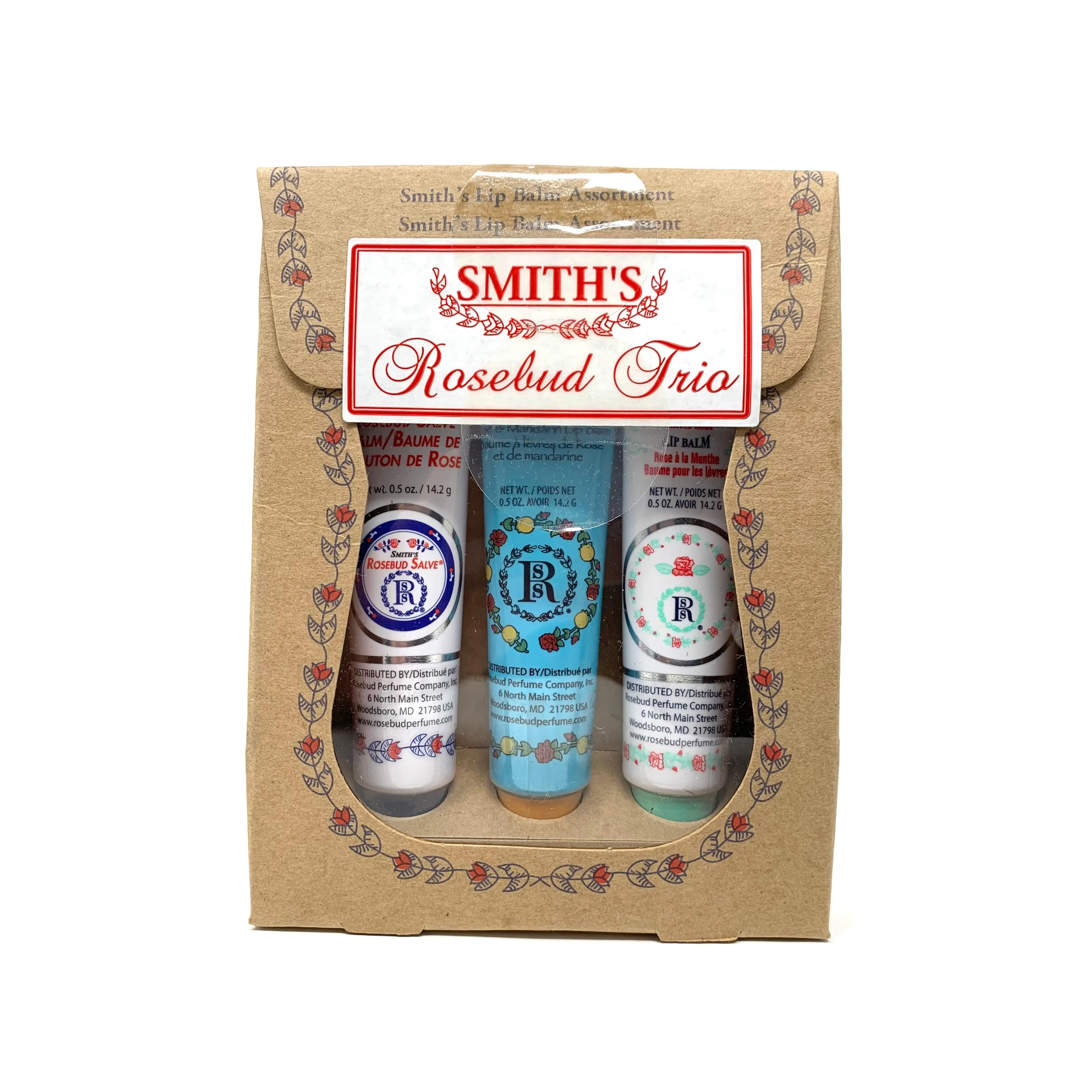 Rosebud Perfume Co. 3-Piece Soothing Lip Balm Set, Moisturizing Daily Care in Rosebud Salve, Minted Rose & Rose Mandarin Scents, 0.5 oz Tubes, Peppermint, Youth, Multi-Pack, 0.5 Fl Oz, Natural Blend, Tube Set, Chapped Lips, Daily Lip Care