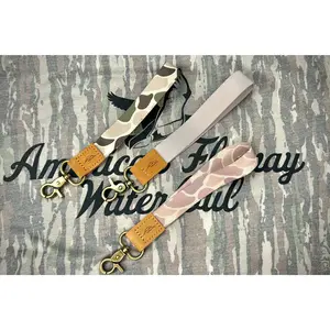 AFW Wrist Lanyards - Camo Patterned Leather Accents ID Badge Holder Keychains Durable Material Practical Accessory for Professionals & Students Removable Cardholder