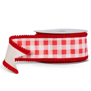 4” X 10 Yds Red Gingham Wired Ribbon