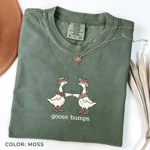 Goose Bumps Funny Shirt, Silly Goose Cowboy Graphic Tee, Western Meme T-Shirt, Viral Animal Humor Outfit, Couple Goose Tee (100% Cotton)
