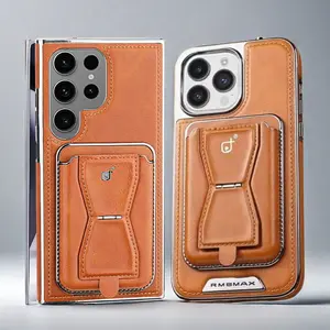 Magnetic Leather Case with Detachable Cardholder Stylish Classic Case for iPhone 15 Pro Max /15 Pro/14 Pro Max/for S24 Ultra S23