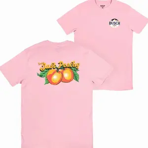 [Busch Light] Just Peachy Summer Fruit Graphic Tee, Retro Peach Beer Inspired Shirt for Women Girls, Beach Vacation BBQ Party Outfit UJ