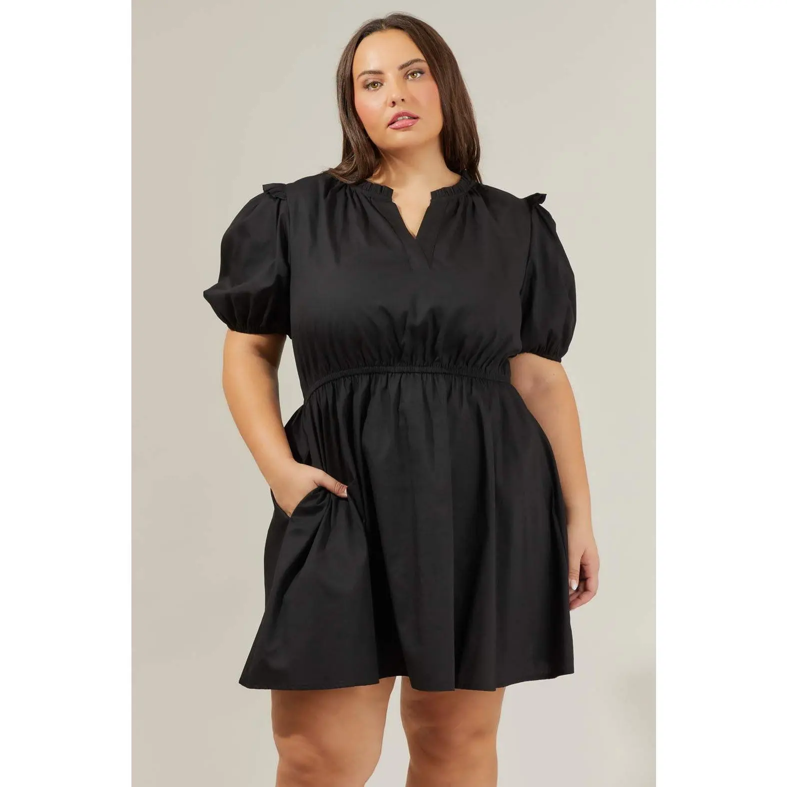 Candice Love Poplin Short Sleeve Mini Dress Curve