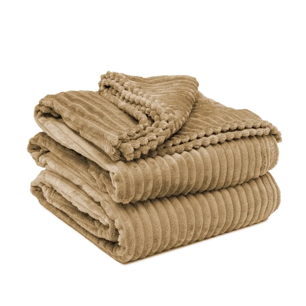 Soft Ribbed Blanket Beige for Kids and adults